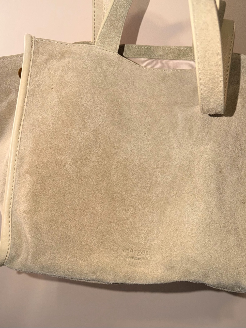 Margot New York Jamee Leather Suede Double Handle Handbag Tote & Wallet - Picture 2 of 6